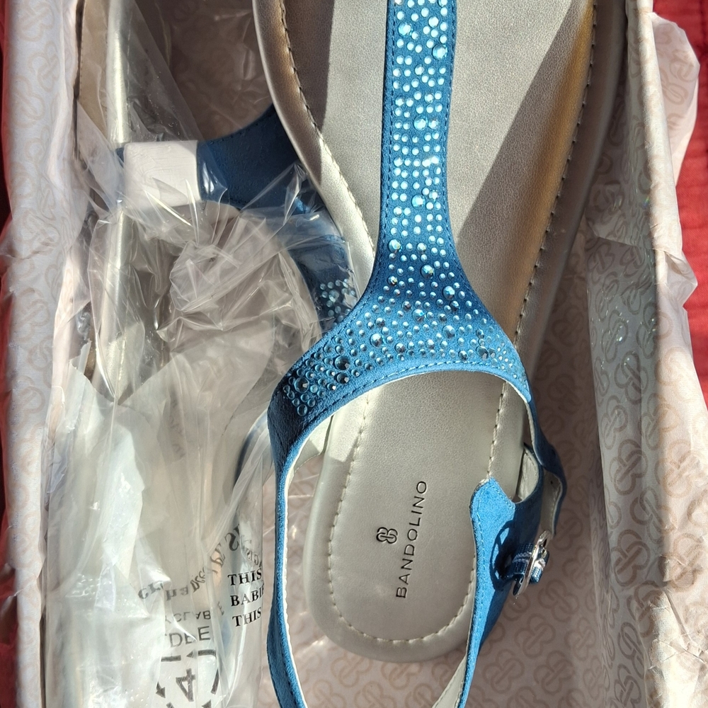 Bandolino Blue Rhinestone Embellished Sandals